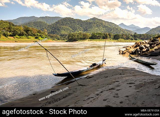 Small boat on the banks of the Mekong, Laos