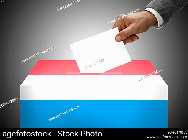 Ballot box painted into national flag colors - Luxembourg