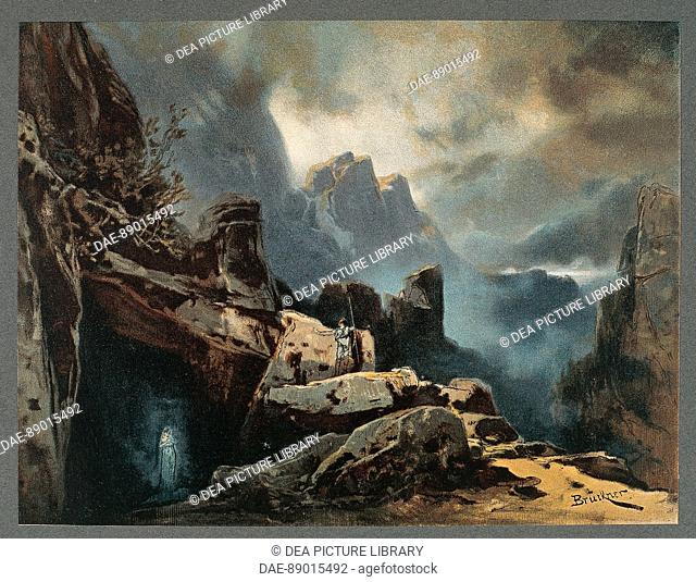 Richard Wagner (1813-1883), Der Ring des Nibelungen (The Ring of the Nibelung) - Siegfried, 1876. Set design for act III by Max Bruckner, 1906