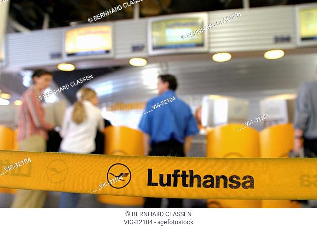 Ticketcounter of the Lufthansa AG inside the Frankfurt Airport. - FRANKFURT, GERMANY, 07/05/2003