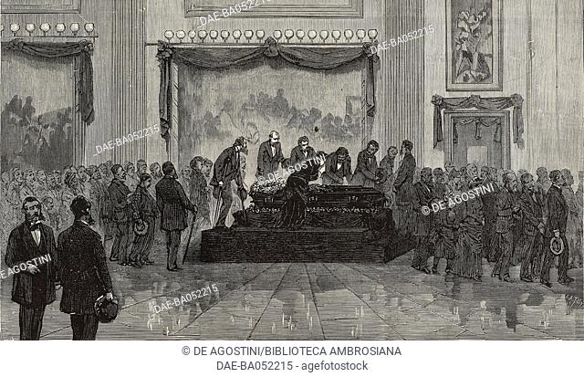 Remains,President James Garfield lying in state,rotunda,US Capitol,CM Bell,c1881 