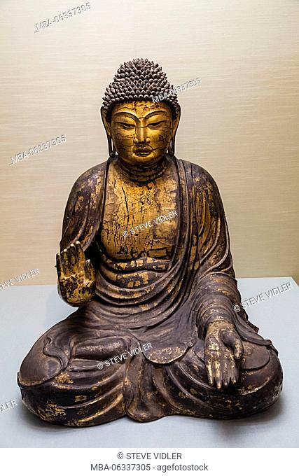 Japan, Hoshu, Tokyo, Ueno Park, Tokyo National Museum, Honkan Hall, Wooden Buddhist Statue from Saidaiji Temple in Nara