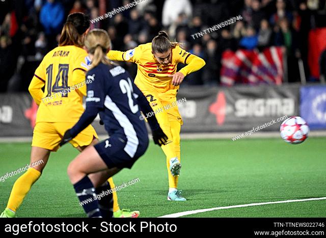 Barcelona's Patricia Guijarro scores 0-3 during the UEFA Women's Champions League group A soccer match between FC Rosengard and FC Barcelona at Malmo...