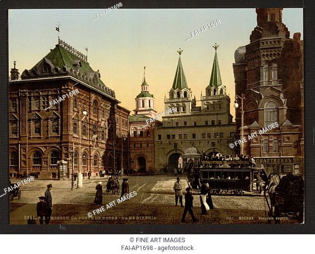 The Resurrection Gate in Moscow. Anonymous . Photochrom. 1890s. Private Collection. Architecture, Interior, Landscape