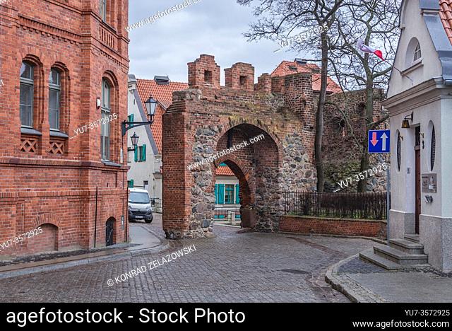 Remains of old wall next to Teutonic Knights castle in Old Town of Torun, Kuyavian Pomeranian Voivodeship of Poland