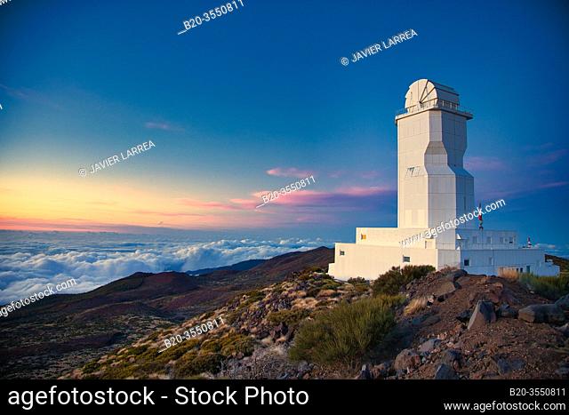 The Vacuum Tower Telescope (VTT), Solar Telescope, Observatorio del Teide, Tenerife, Canary Islands, Spain...The VTT and the GREGOR are operated by four German...