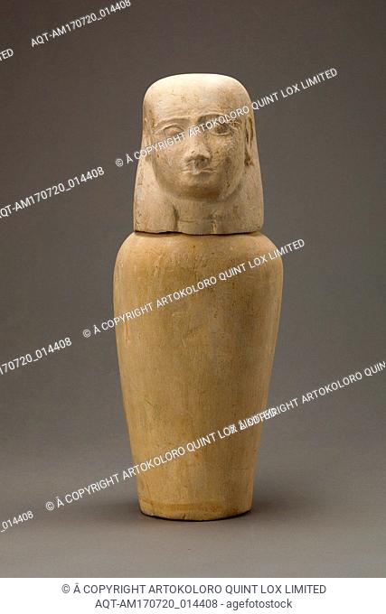 Canopic jar, Third Intermediate Period, Kushite, Dynasty 25, ca. 712â€“664 B.C., From Egypt, Upper Egypt, Thebes, Khokha, Tomb of Aafenmut