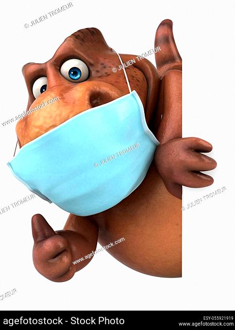 Fun 3D cartoon Dinosaur with a mask