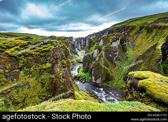 Fjadrargljufur Canyon in south east of Iceland