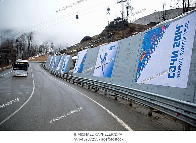 A new built road leads up to the Rosa Khutor Alpine Resort near Sochi, Krasnodar region, Russia, 31 January 2014. The Olympic Winter Games 2014 in Sochi run...