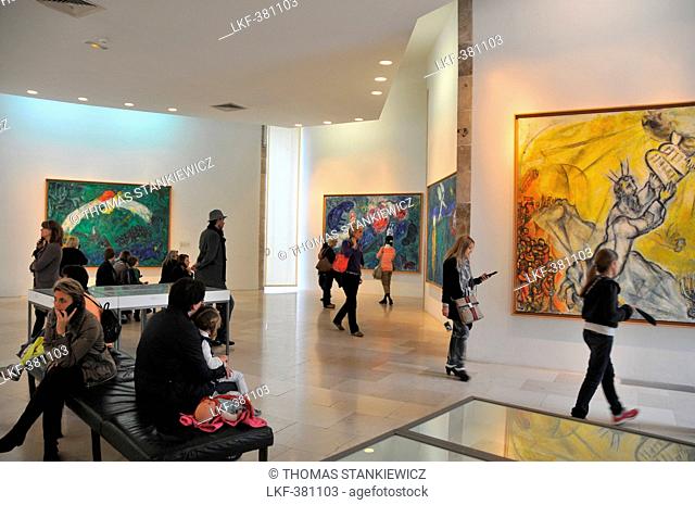 People inside of Musee Marc Chagall, Nice, Cote d'Azur, South France, Europe