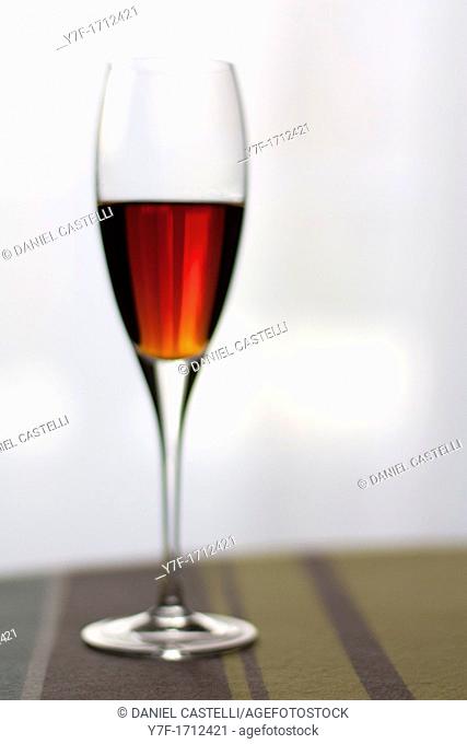 Liquor crystal glass on table
