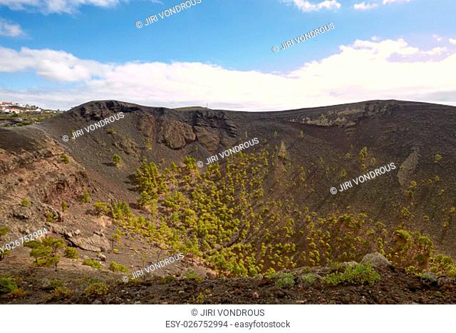 Crater of Volcano San Antonio in Las Palmas at Canary Islands