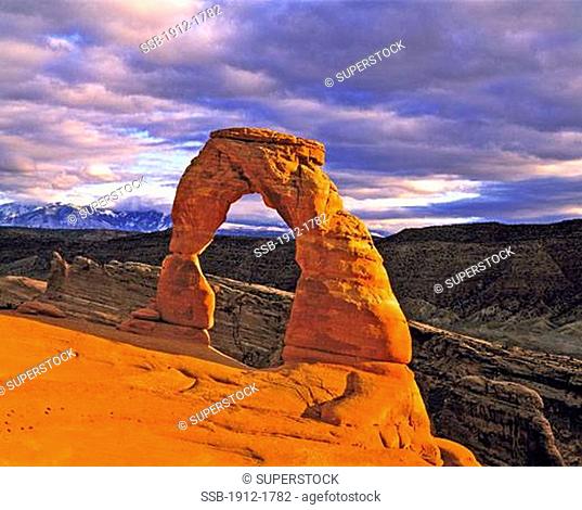 Stormy Sunset at Delicate Arch Arches National Park Utah