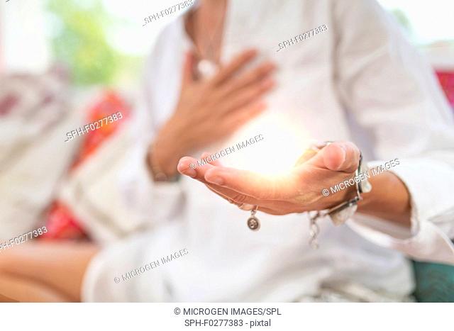 Receiving positive emotions hand gesture