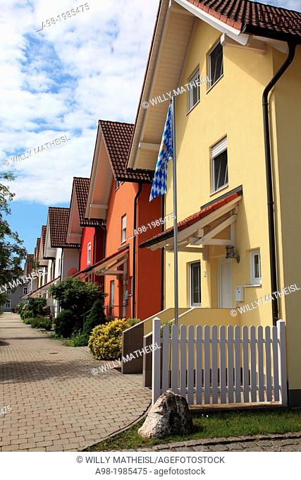 A row of new townhomes in Bavaria, Germany, Europe