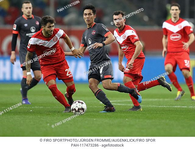 firo: 23.02.2019 Football, 2.Bundesliga, Season 2018/2019, Fortuna Dusseldorf Duesseldorf - 1.FC Nuremberg Nuernberg duels Yuya Kubo vs leftls Zimmermann |...