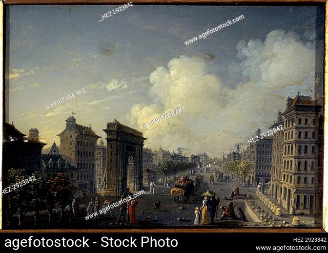 Porte Saint-Denis and the boulevard, current 10th arrondissement, between 1801 and 1850. Creator: Jean Francois Lebelle