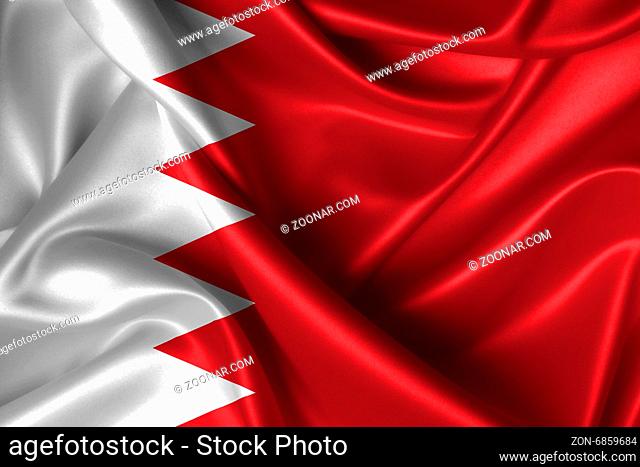 Realistic wavy flag of Bahrain
