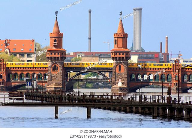 Berlin city skyline - river and bridge in Kreuzberg