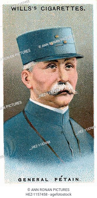 Henri Philippe Omer Petain, French soldier and statesman, 1917. A hero of the French defence of Verdun, Petain (1856-1951) was appointed Commander-in-Chief of...