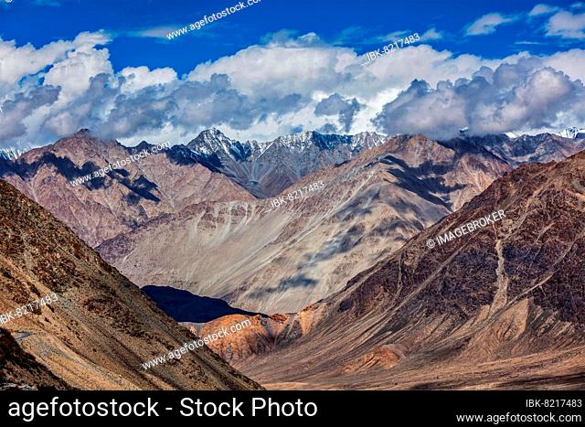 View of Himalayas mountains near Kardung La pass, Ladakh, India, Asia