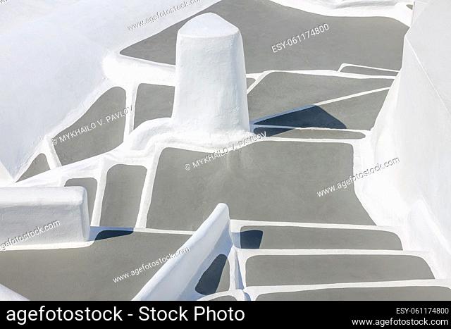 Abstract background with many steps of the staircases characteristic of the Santorini (Thira) in Greece