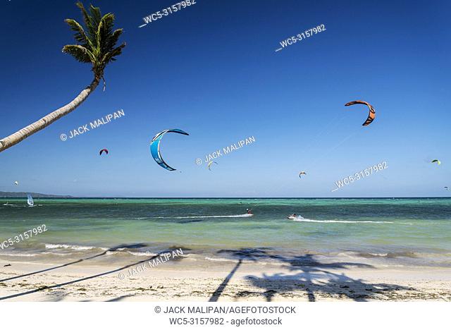 famous bolabog kite surfing beach in exotic tropical paradise boracay island philippines