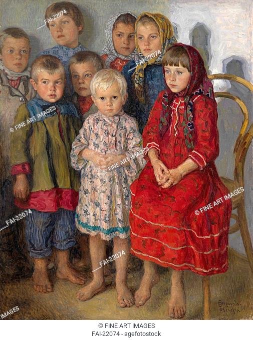 Admissions Day. Bogdanov-Belsky, Nikolai Petrovich (1868-1945). Oil on canvas. Realism. Russia. Private Collection. 137x108, 5. Genre. Painting