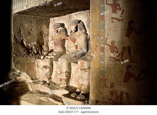 Egypt, Thebes (UNESCO World Heritage List, 1979) - Luxor. Sheikh 'Abd al-Qurna. Tomb of first herald Duaerneheh. Sculpture (Dynasty 18, Hatshepsut