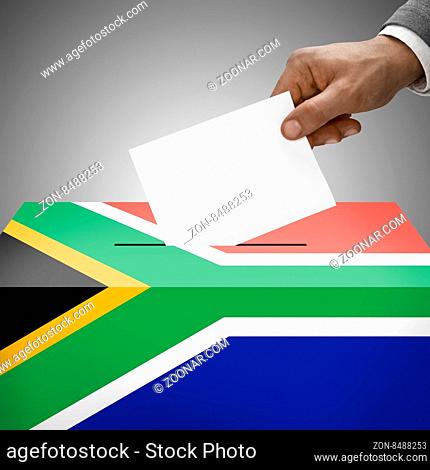 Ballot box painted into national flag colors - South Africa