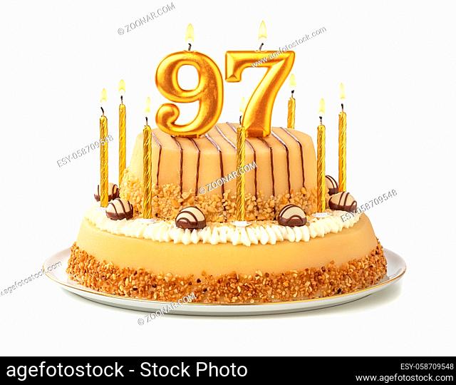 Festive cake with golden candles - Number 97
