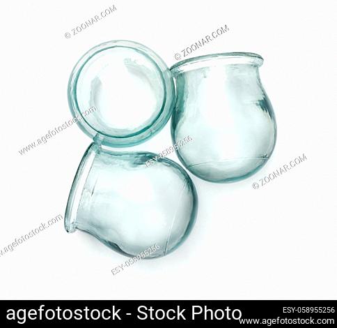 Top view of medical cupping glass isolated on white