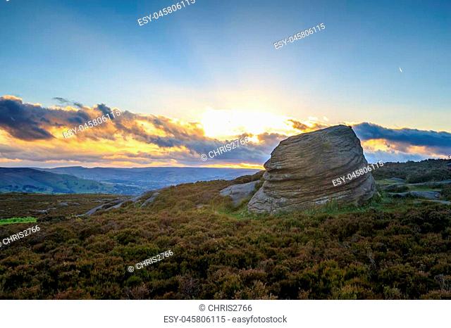 A beautiful sunset beam in the Peak District