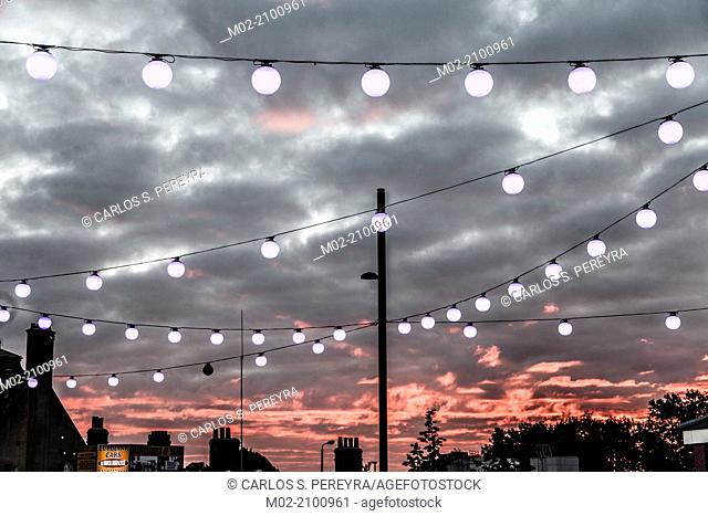 public lights in Stratford, London, UK