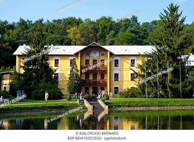 Naleczow, Lubelskie / Poland - 2018/09/01: Historic Duke Joseph pavilion in Springs Park Zdrojowy in Naleczow - known polish health resort originated in XVIII...