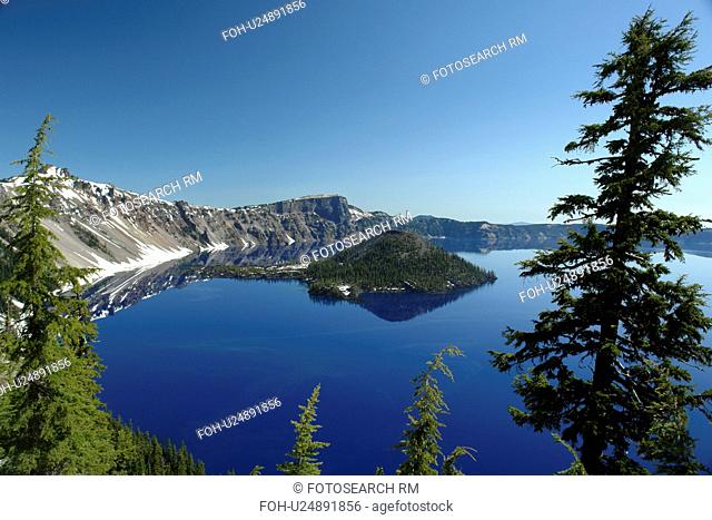 Crater Lake National Park, OR, Oregon, Cascade Range, Volcanic Legacy Scenic Byway, Rim Drive, Wizard Island