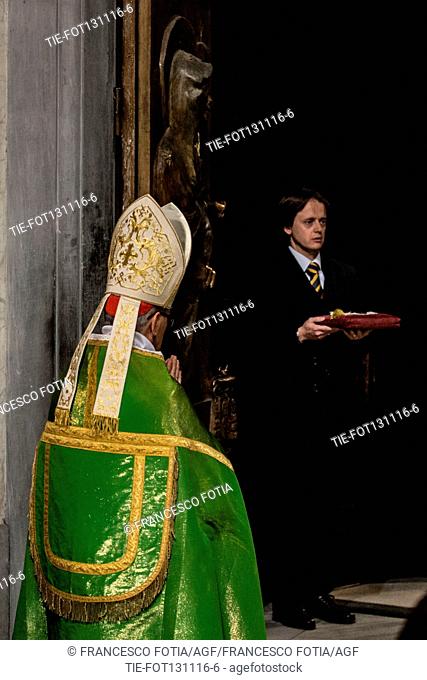 Cardinal Santos Abril y Castello' closing the Holy Door at Basilica of St. Maria Maggiore, Rome, ITALY-13-11-2016