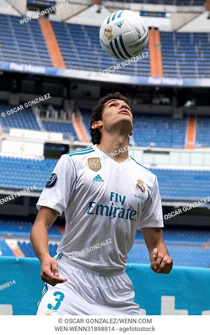 Jesus Vallejo is presented as a new Real Madrid football player at Bernabeu stadium in Madrid Featuring: Jesus Vallejo Where: Madrid