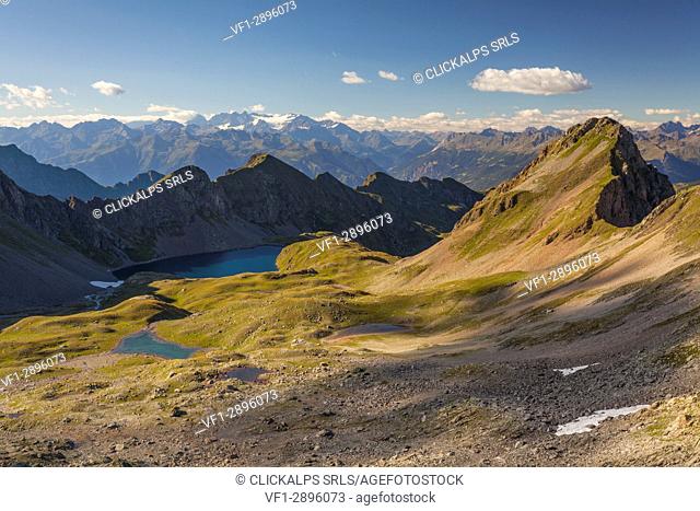 Bivouac Davide, St. Anthony valleys, Orobie regional park, Lombardy, Italy. View from Torsoleto pass