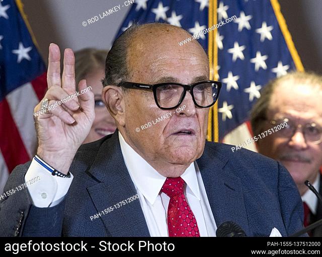 Former Mayor Rudy Giuliani (Republican of New York, New York) conducts a press conference at Republican National Committee headquarters in Washington