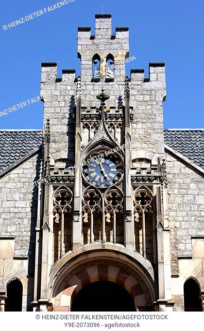 Old clock tower, Marienburg Castle, Pattensen near Hannover, Lower Saxony, Germany, Europe