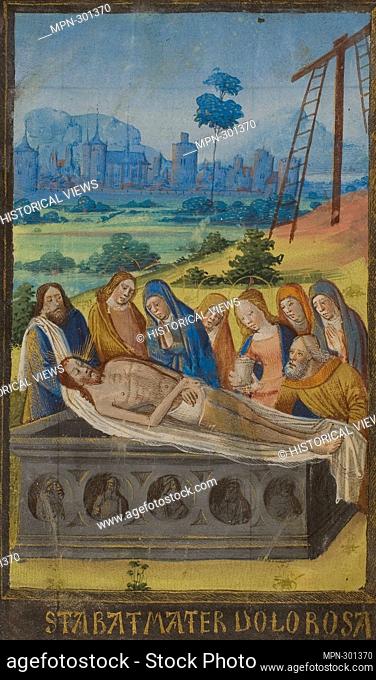 Jean Colombe. The Entombment (Stabat Mater Prayer), from a Book of Hours-c. 1480-circle of Jean Colombe French (Bourges), flourished 1463-before 1498