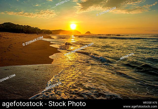 Zipolite beach at sunrise, Pacific coast of Mexico