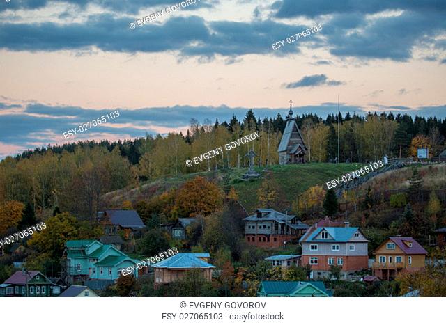 Landscape of old russian village Plyos