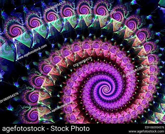 Abstract fractal background - digitally generated image. Digital art: large colored spiral. For prints, covers, posters
