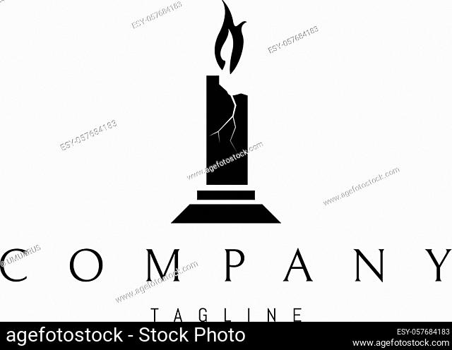 The logo is an abstract image of a candle