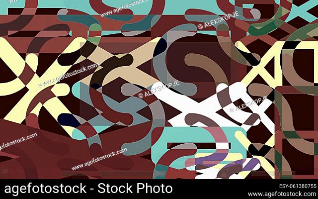 Artwork of abstract composition made with geometrical shapes and elements