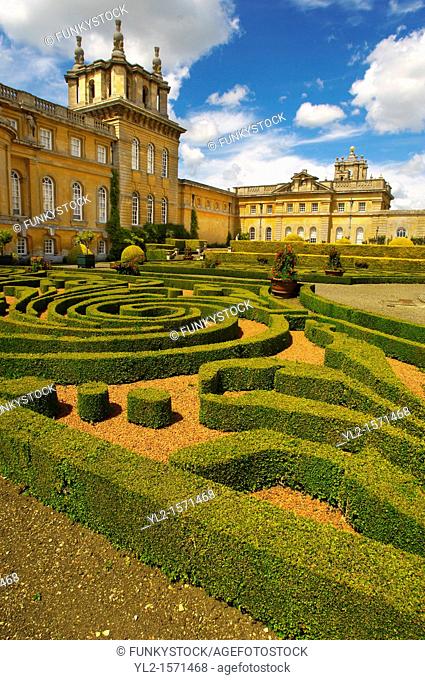 Blenheim Palace Italian Garden with topiary maize - England
