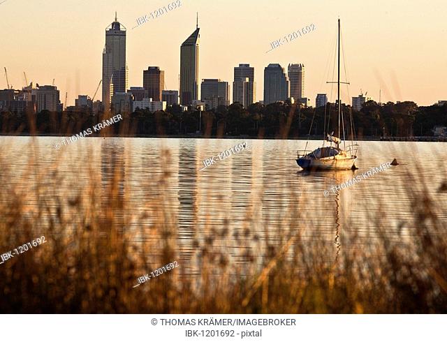 Skyline of Perth with the Swan River, Western Australia, Australia